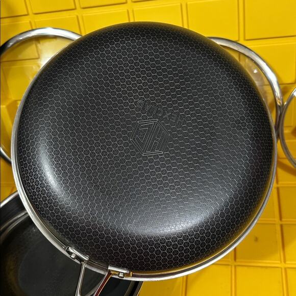 HEXCLAD 7-Piece Nonstick Stainless Steel Frying Pan Set 8 10 12- Lids Wok $600 - Picture 6 of 10